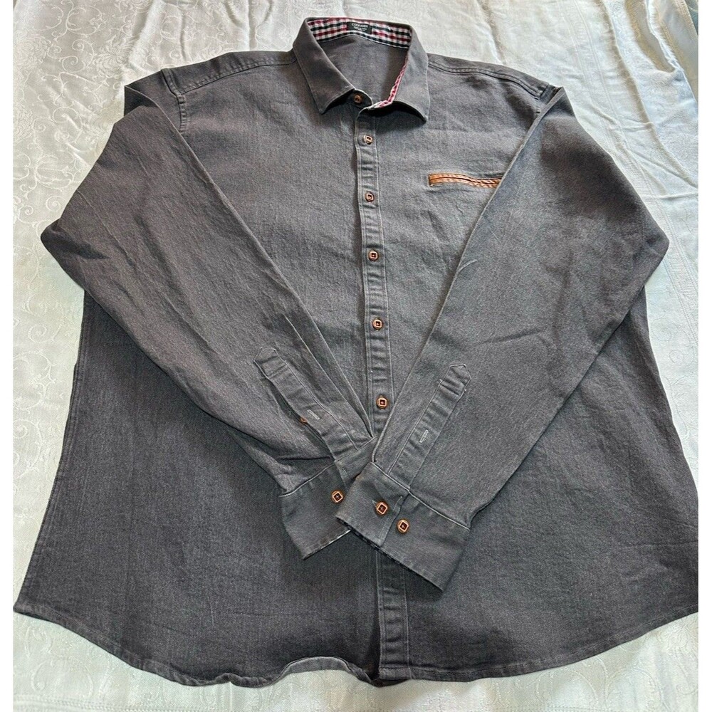 COOFANDY Mens Gray Button Up Long Sleeve Casual Shirt Size XXL
